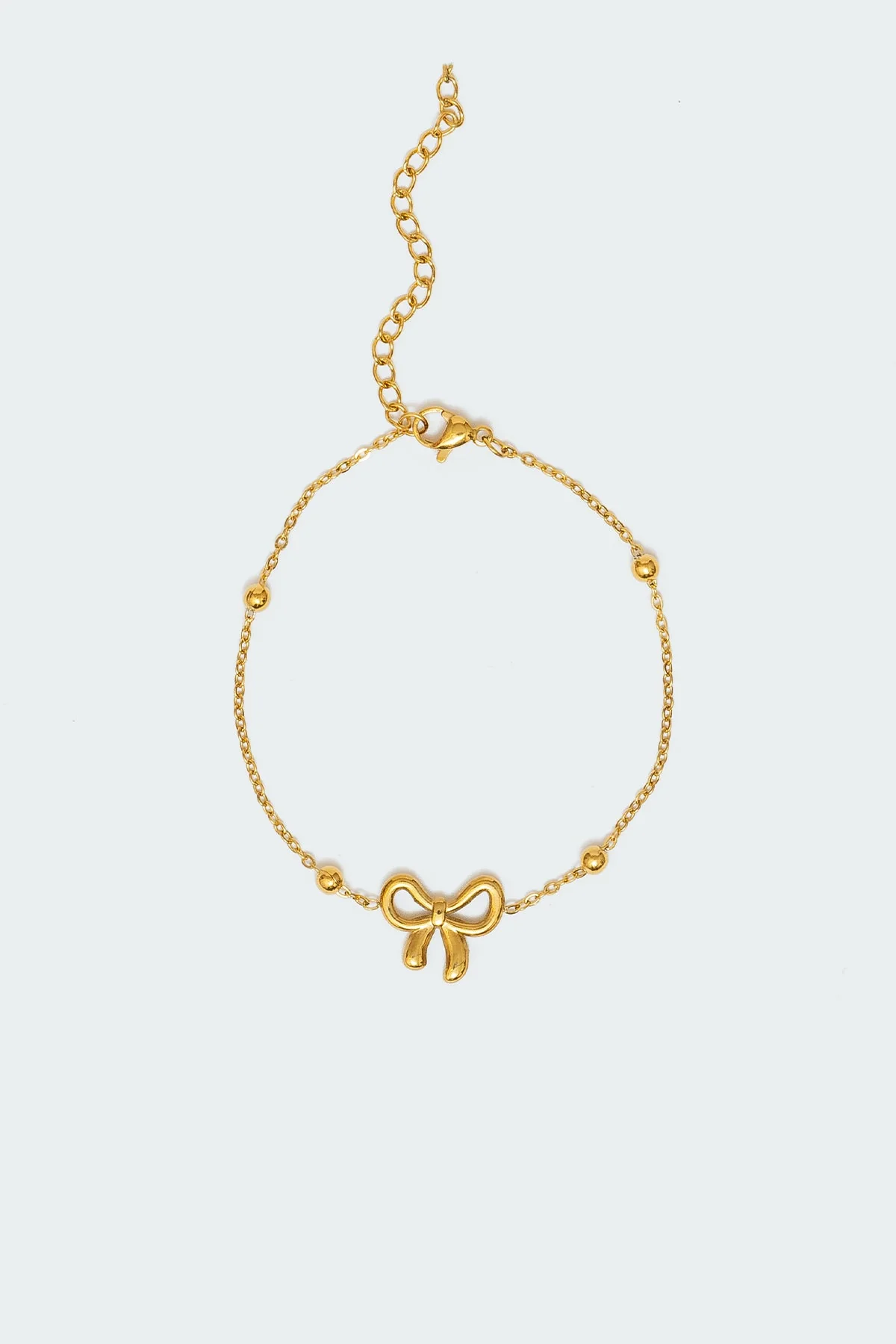 Gold Baby Bow Bracelet 7.2" Length Unique Design