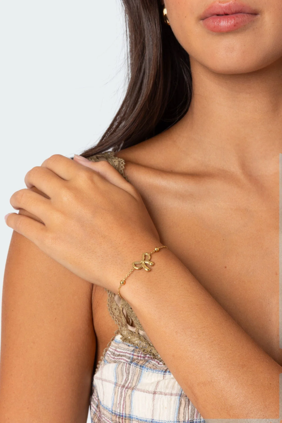 Gold Baby Bow Bracelet 7.2" Length Unique Design