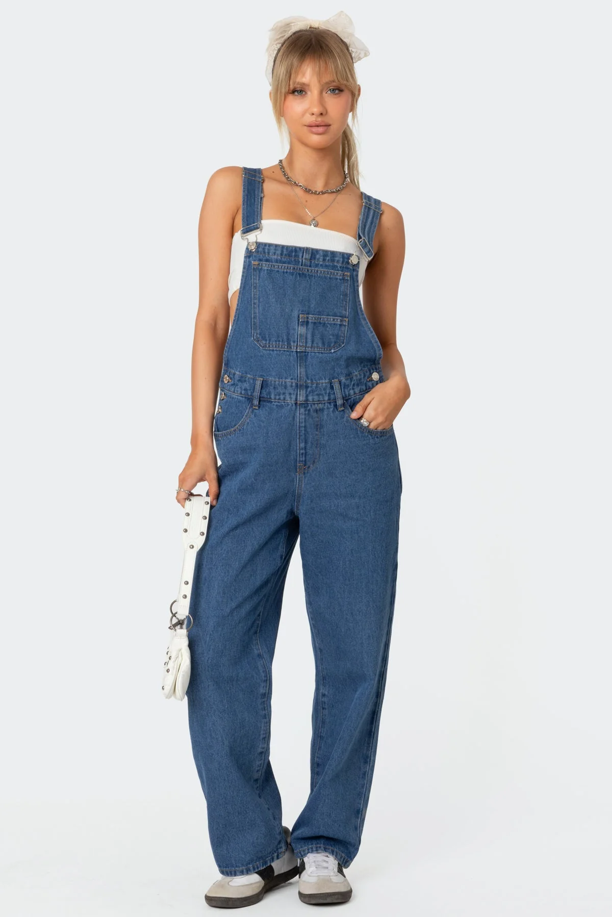 Blue Washed Denim Jumpsuit for Women