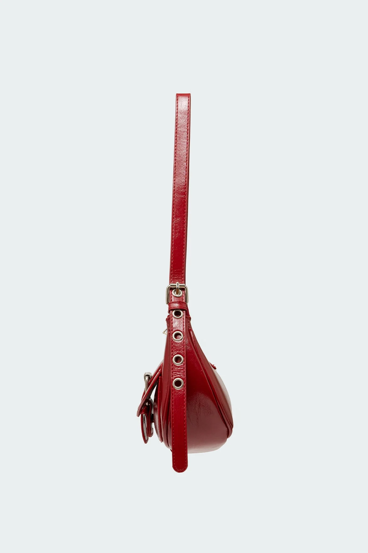 Burgundy Leather Buckle Shoulder Bag