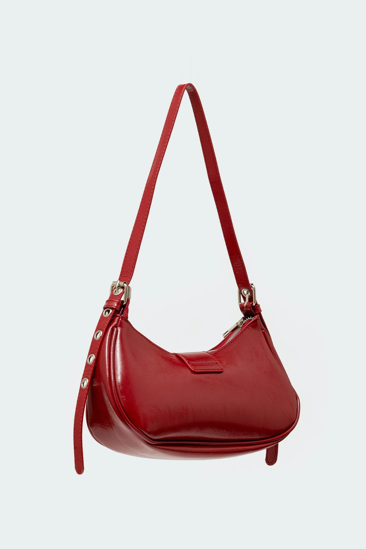 Burgundy Leather Buckle Shoulder Bag