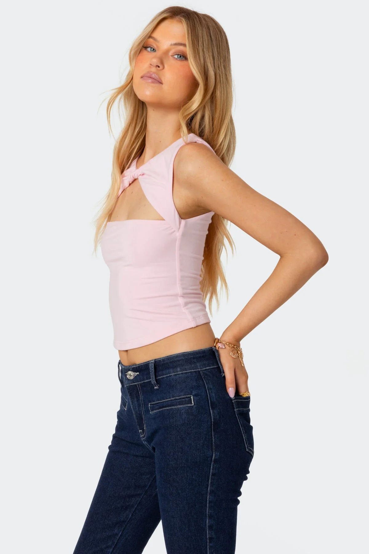 Light Pink Twist Front Tank Top