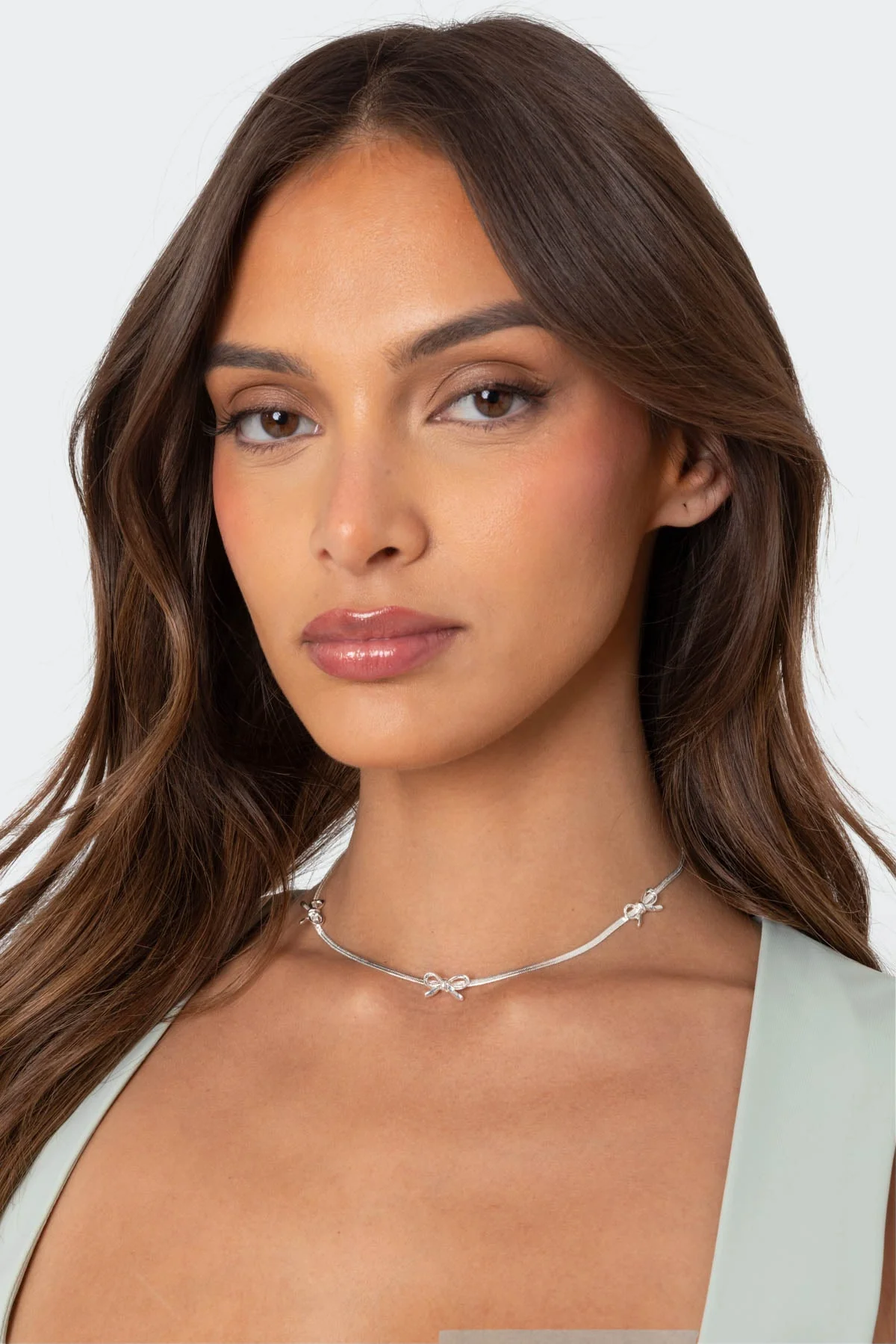 Silver Triple Bow Charm Necklace Elegant Design Jewelry