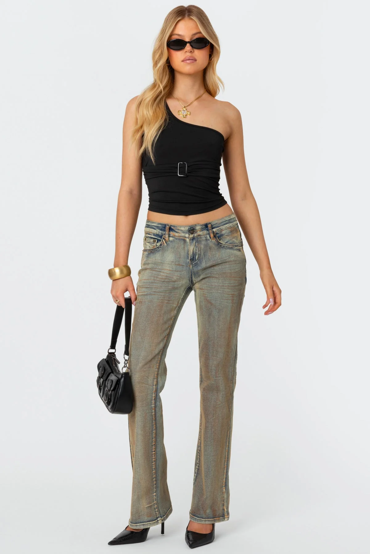 Stylish Blue Vintage Washed Bootcut Jeans