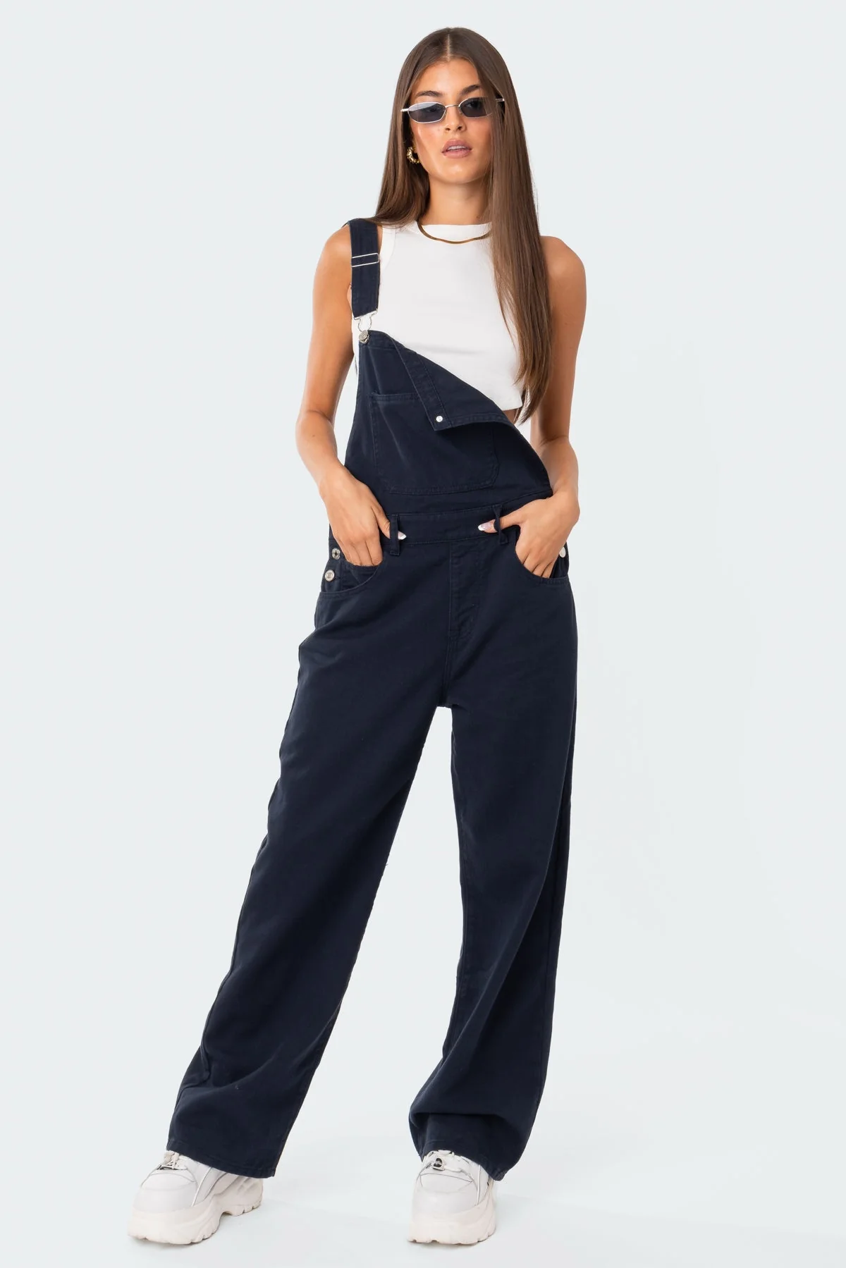 Blue Denim Wide Leg Jumpsuit for Women