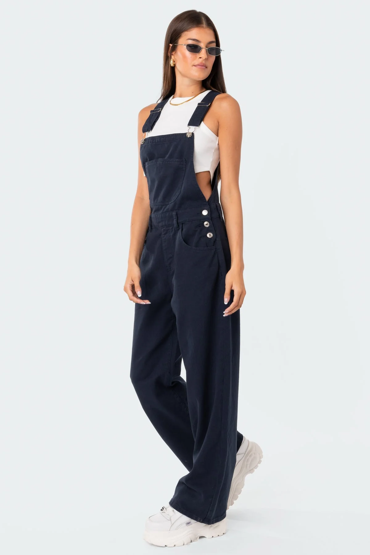 Blue Denim Wide Leg Jumpsuit for Women
