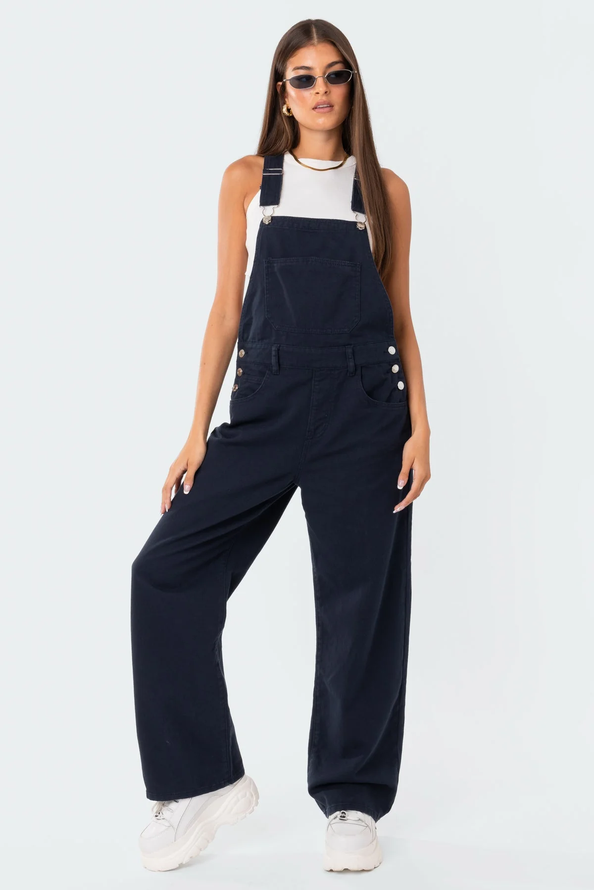 Blue Denim Wide Leg Jumpsuit for Women