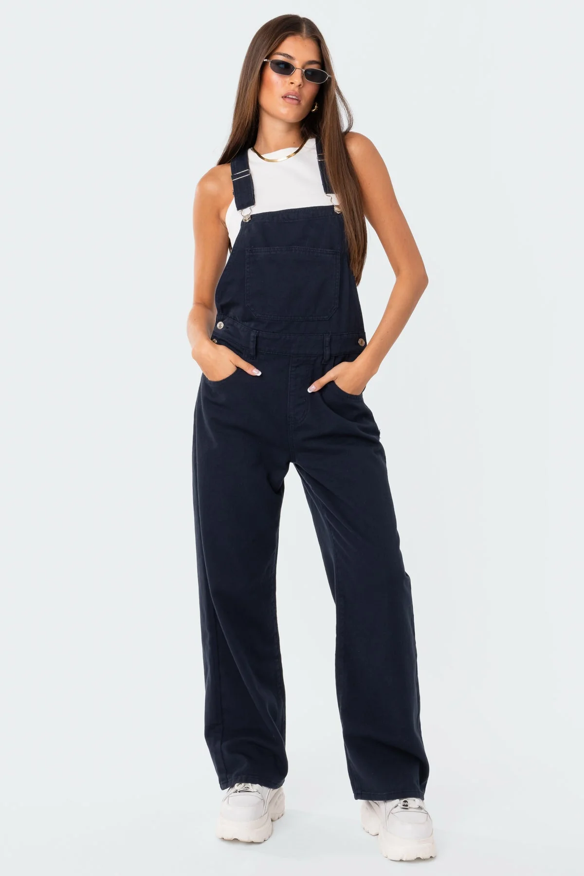 Blue Denim Wide Leg Jumpsuit for Women