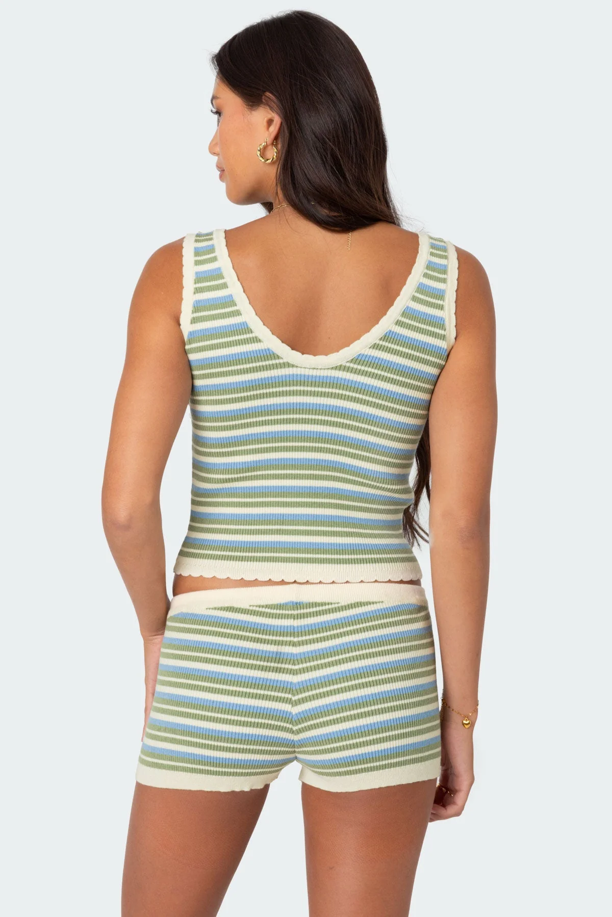 Striped Knit Top in Green Mix | Stylish Serana Collection