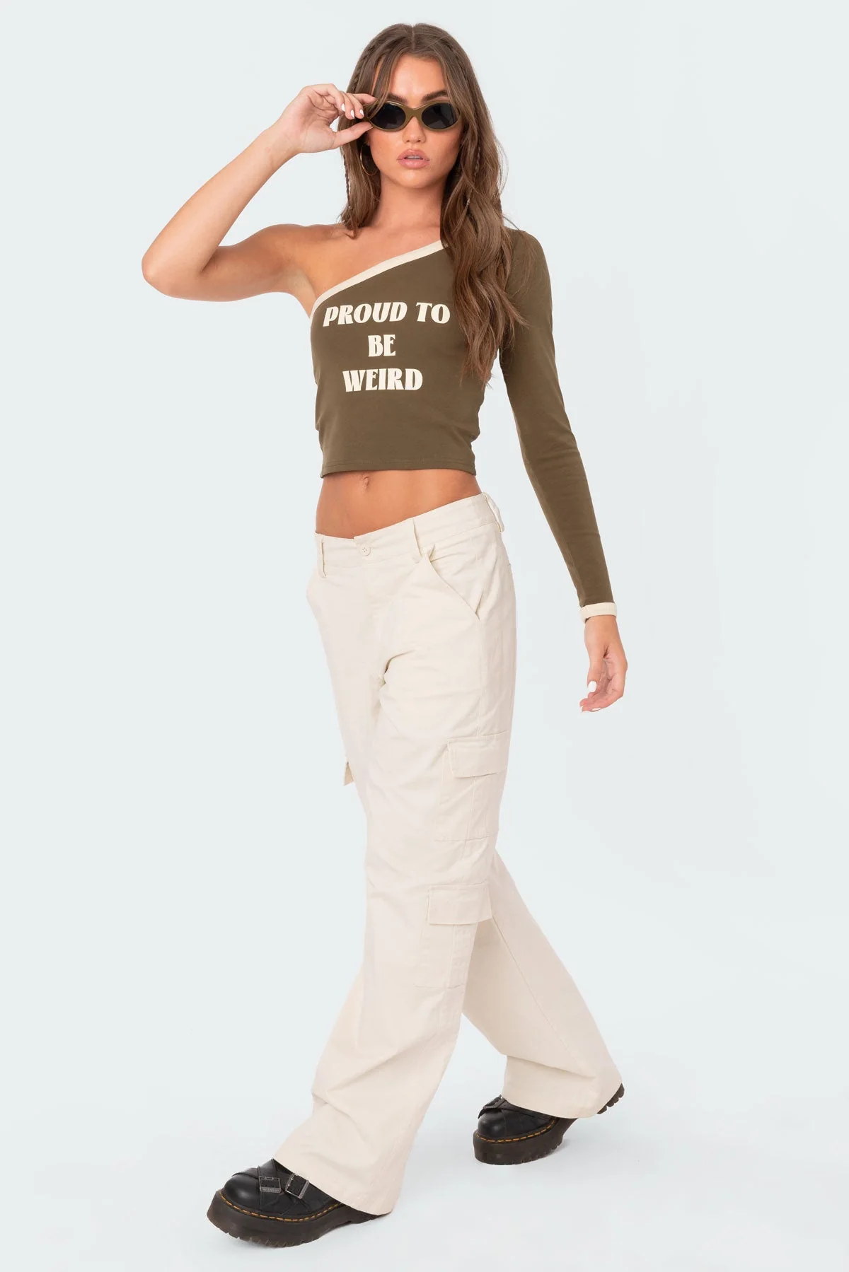 Beige Cotton Cargo Pants Womens Casual