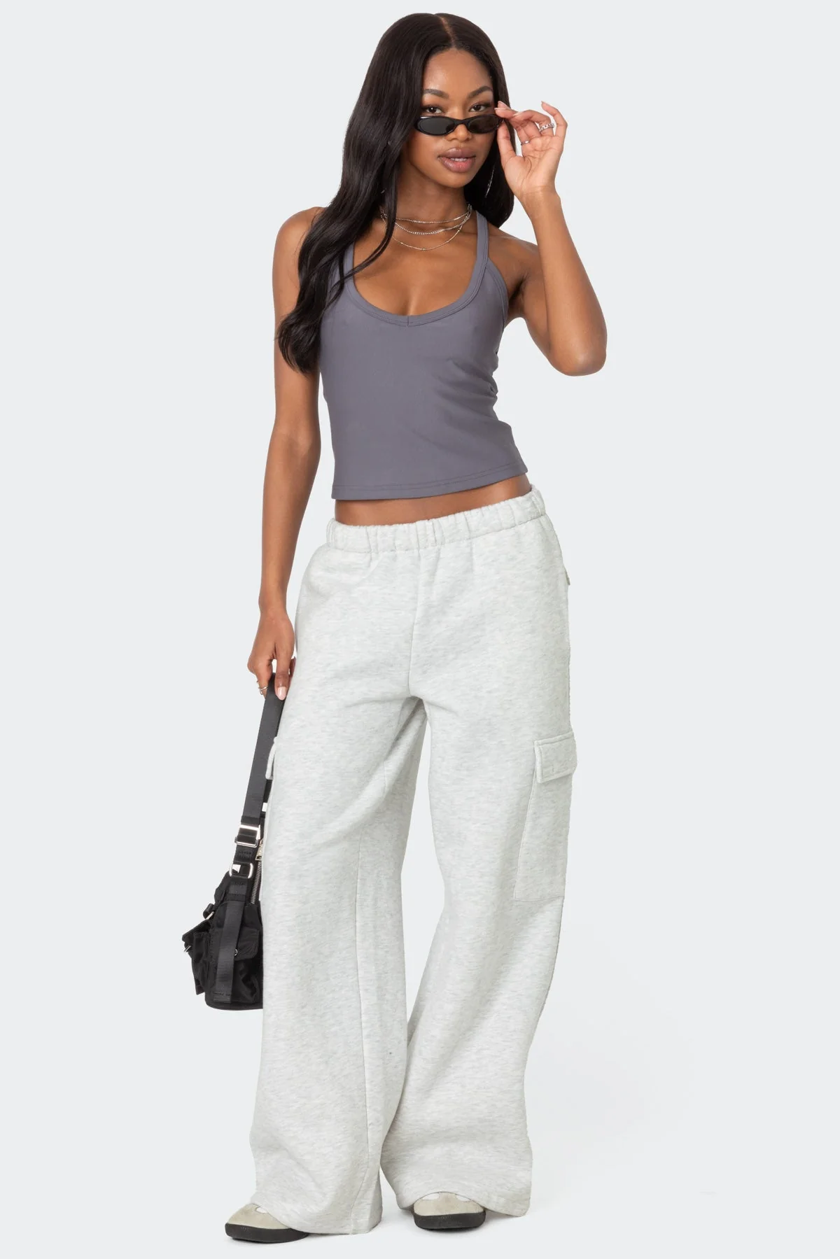 Gray Racer Halter Tank Top XS-XL Sleek Style