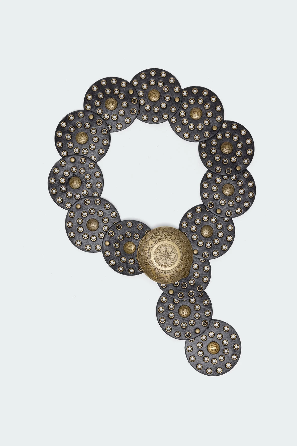 Western Disc Faux Leather Belt Black Statement Accessory