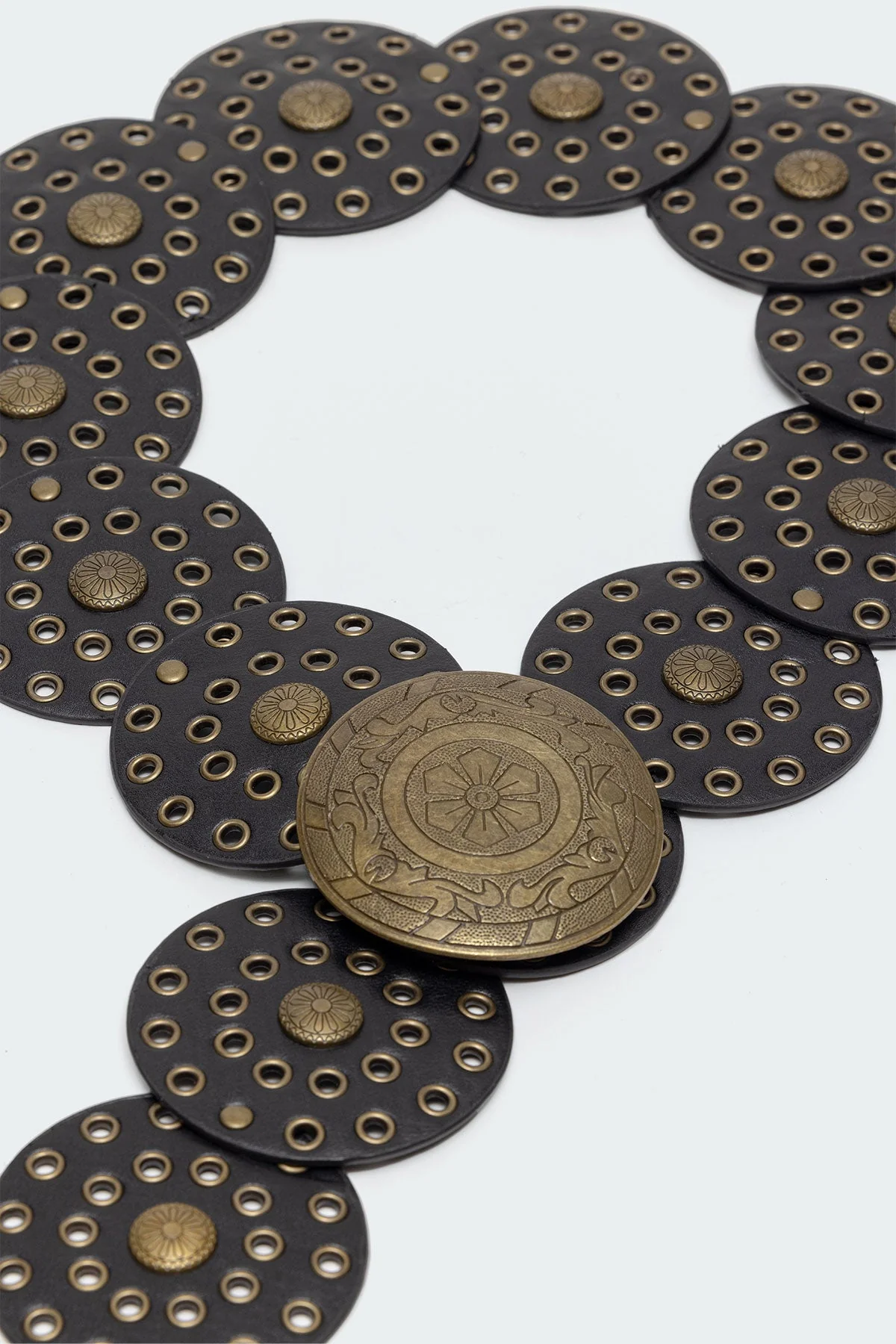 Western Disc Faux Leather Belt Black Statement Accessory