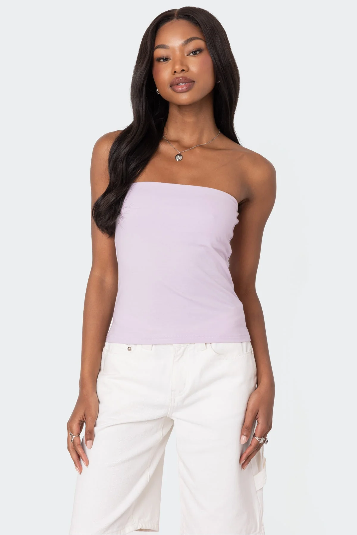 Lilac Strapless Tube Top with Built-In Support