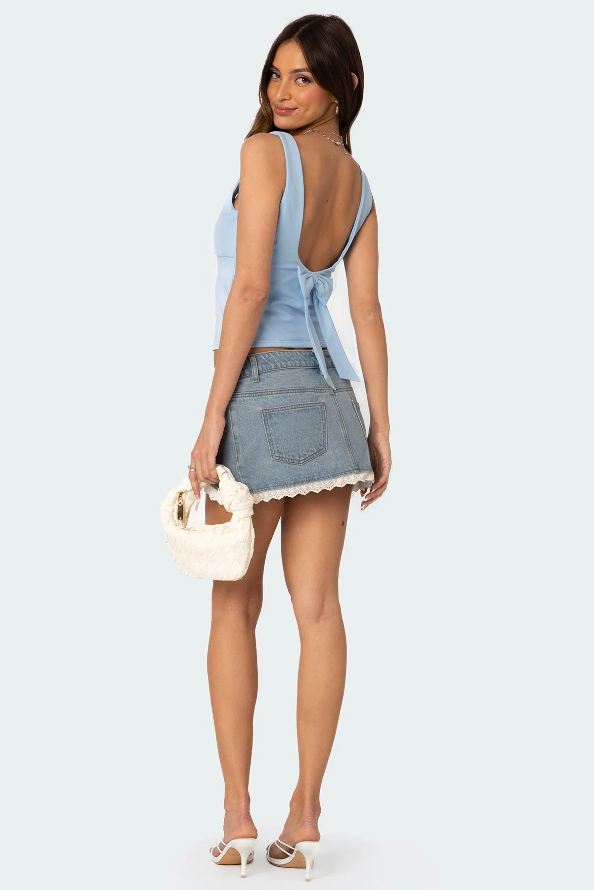 Light Blue Bow Detail Tank Top