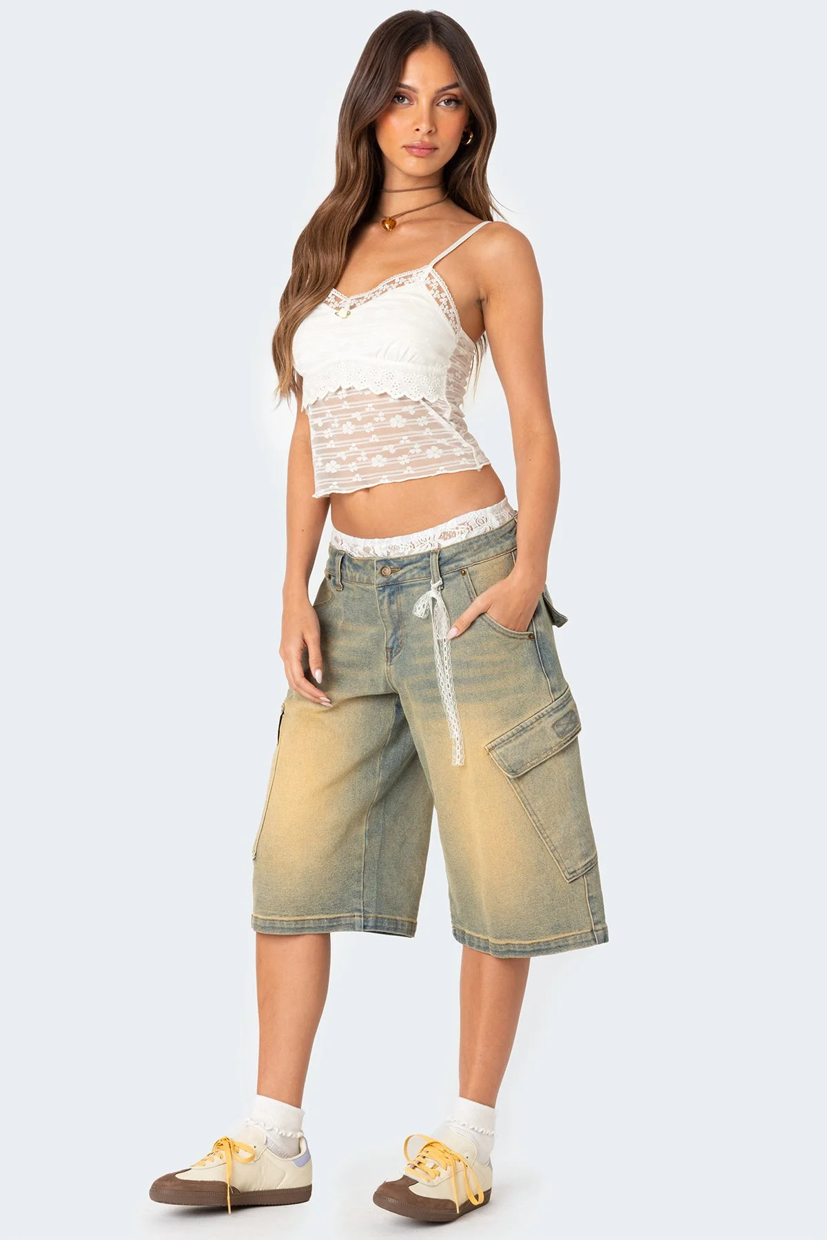 White Sheer Lace Sleeveless Tank Top