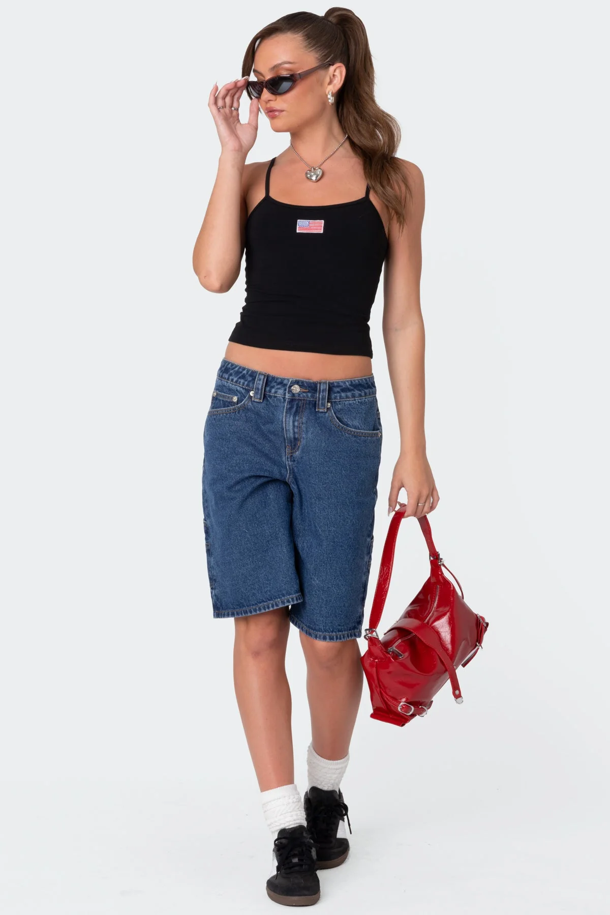 Black Adjustable Strap Tank Top Cotton Spandex Blend