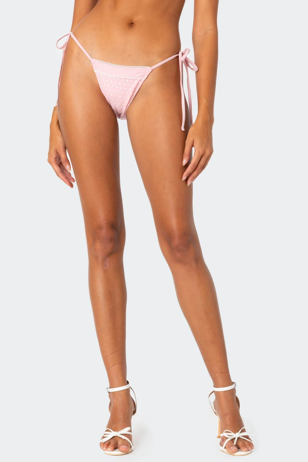 Pink Polka Dot Bikini Bottom with Adjustable Side Ties