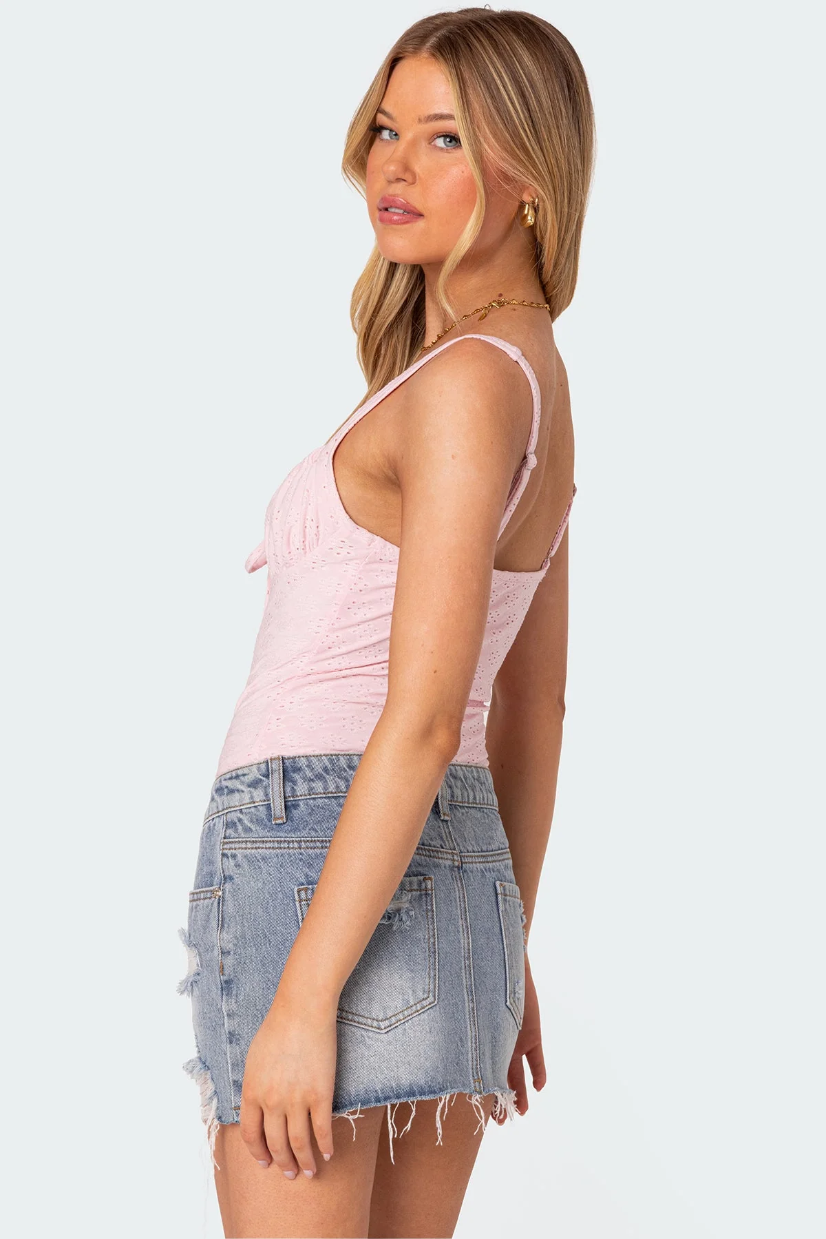 Pink Eyelet Bodysuit with Adjustable Straps