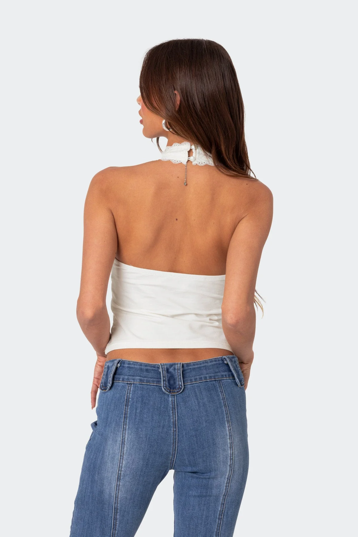 White Lacey Halter Top for Women