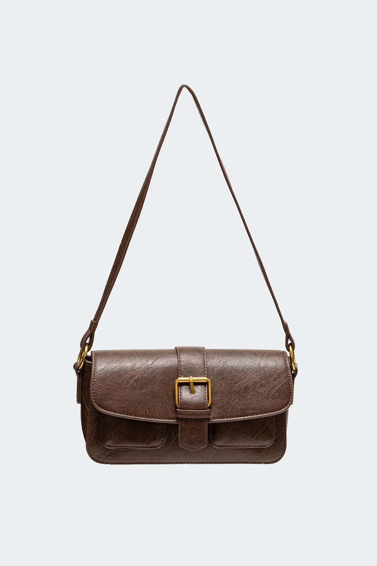 Classic Brown Buckle Shoulder Bag