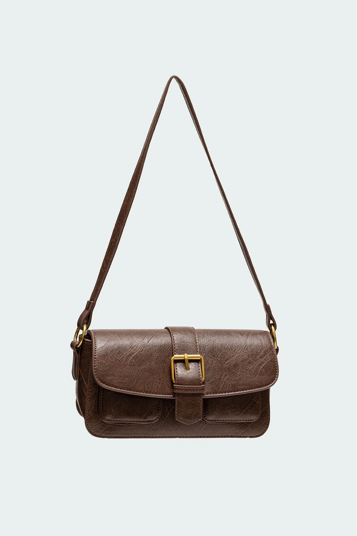 Classic Brown Buckle Shoulder Bag
