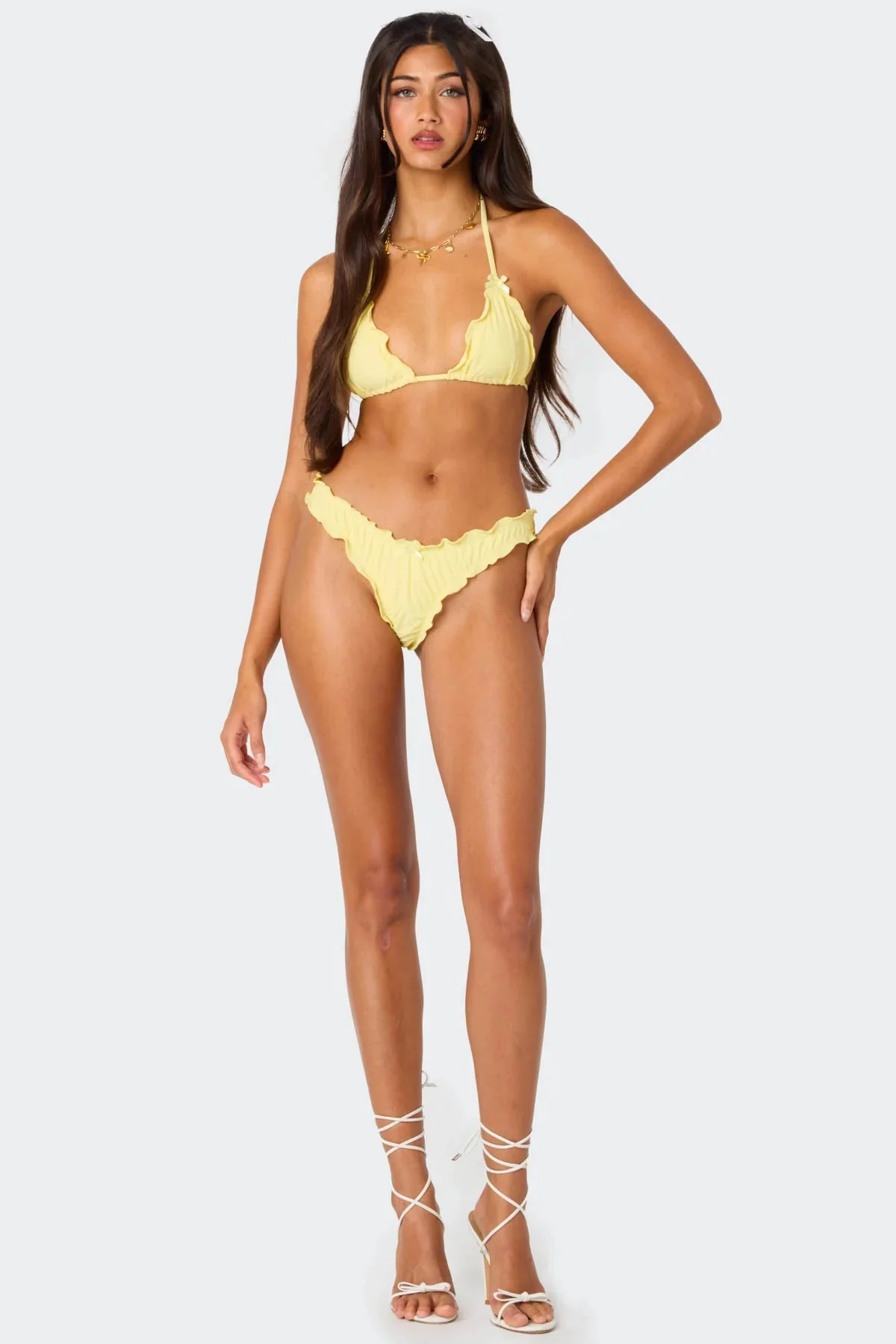 Ruffled Golden Bikini Bottom - Yellow Swimsuit
