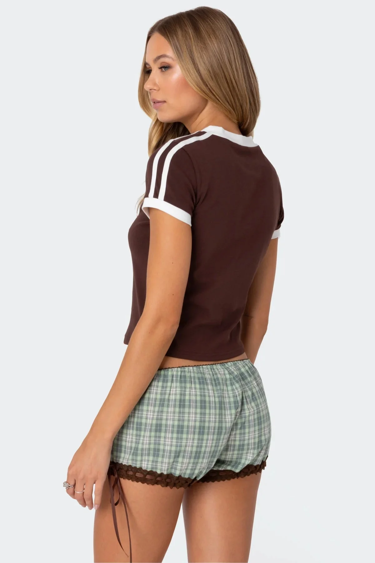 Brown Contrast Stripe T-Shirt for Men and Women