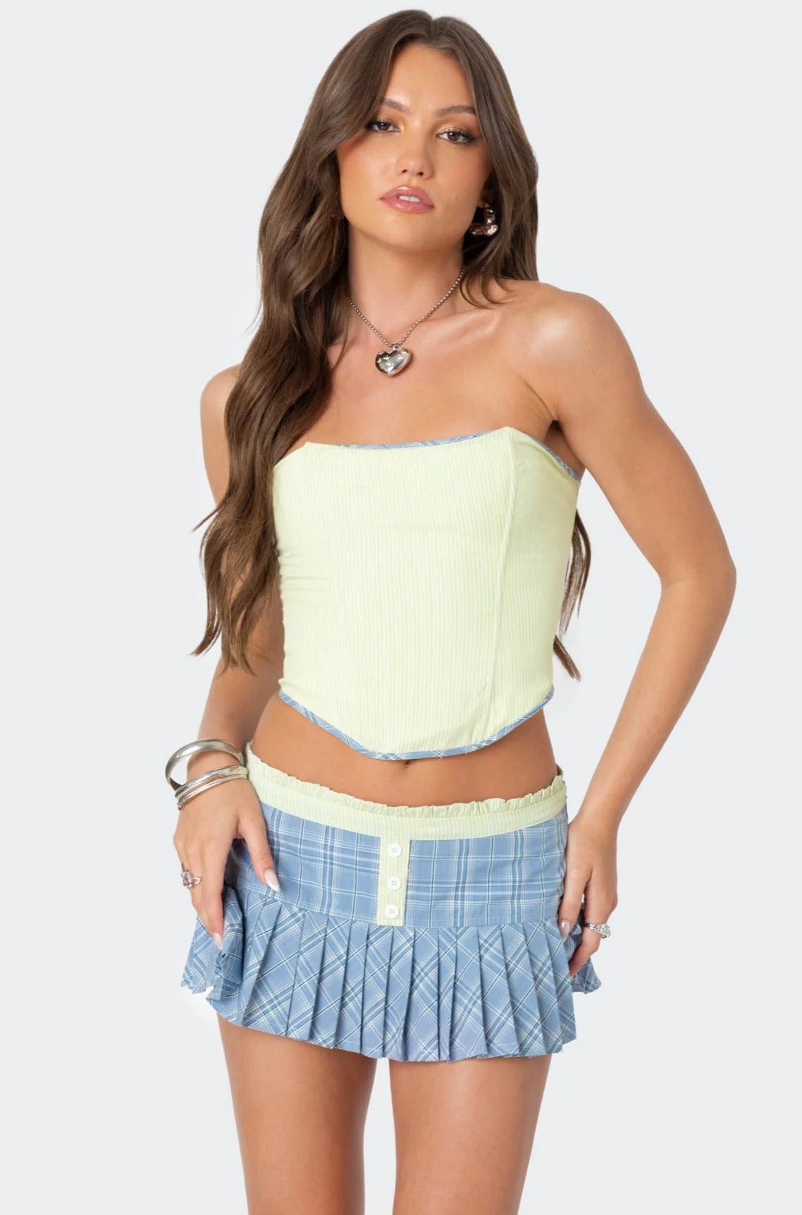 Contrast Pinstripe Corset - Elegant Kayleigh Collection