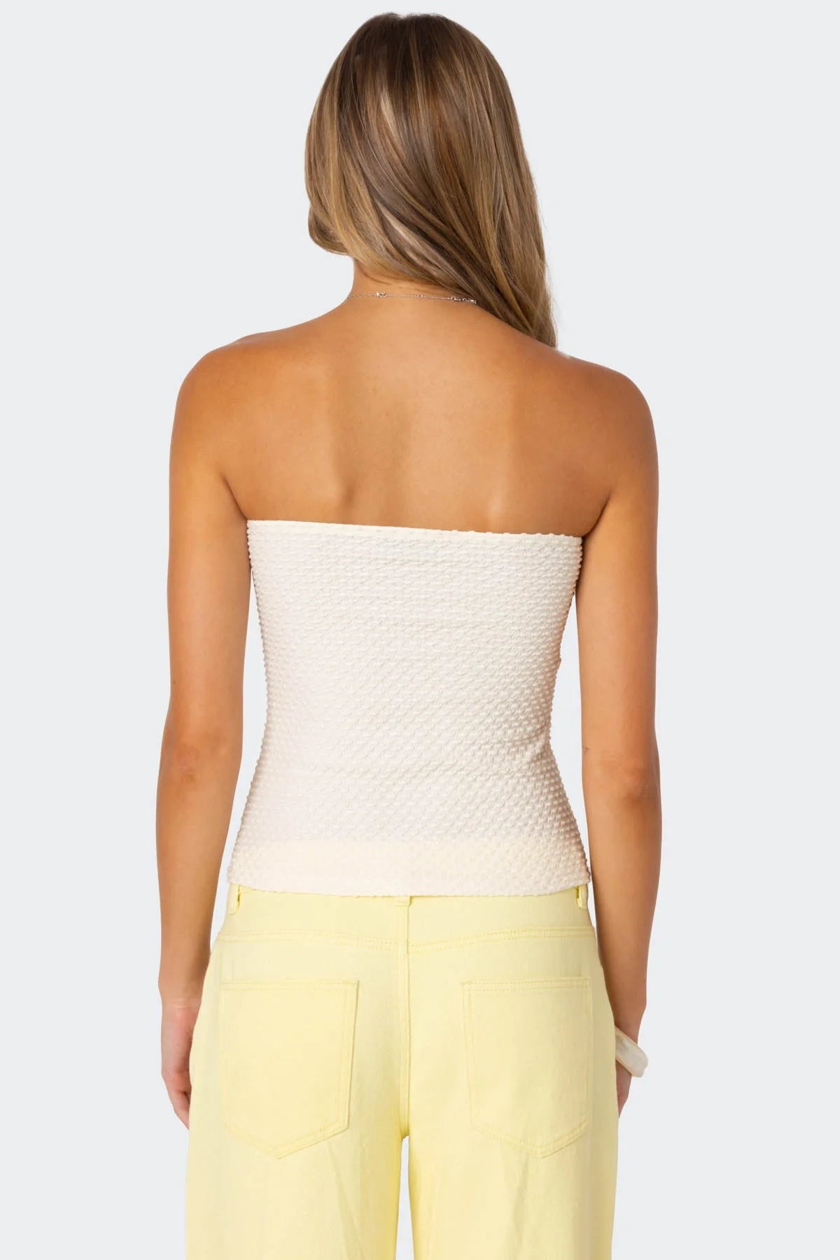 Cream Textured Tube Top for Women Stylish and Comfy