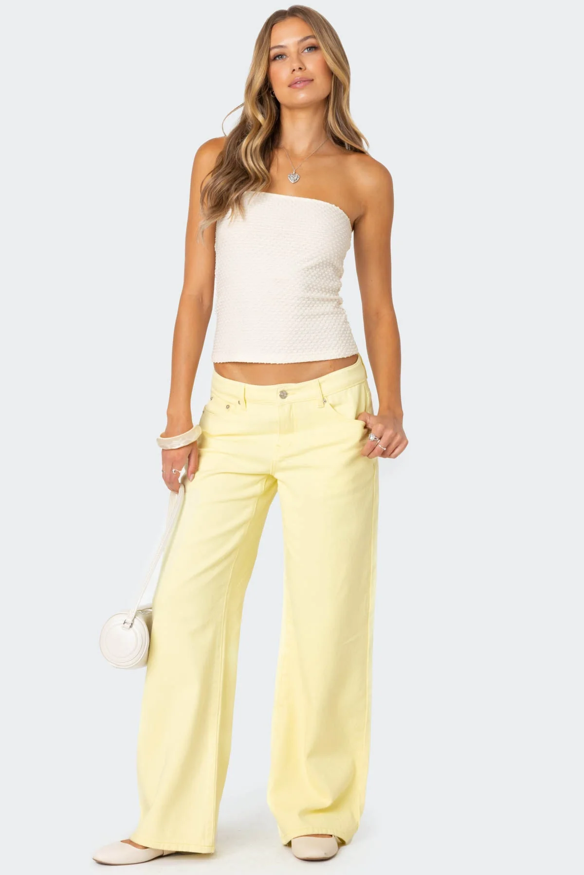 Cream Textured Tube Top for Women Stylish and Comfy