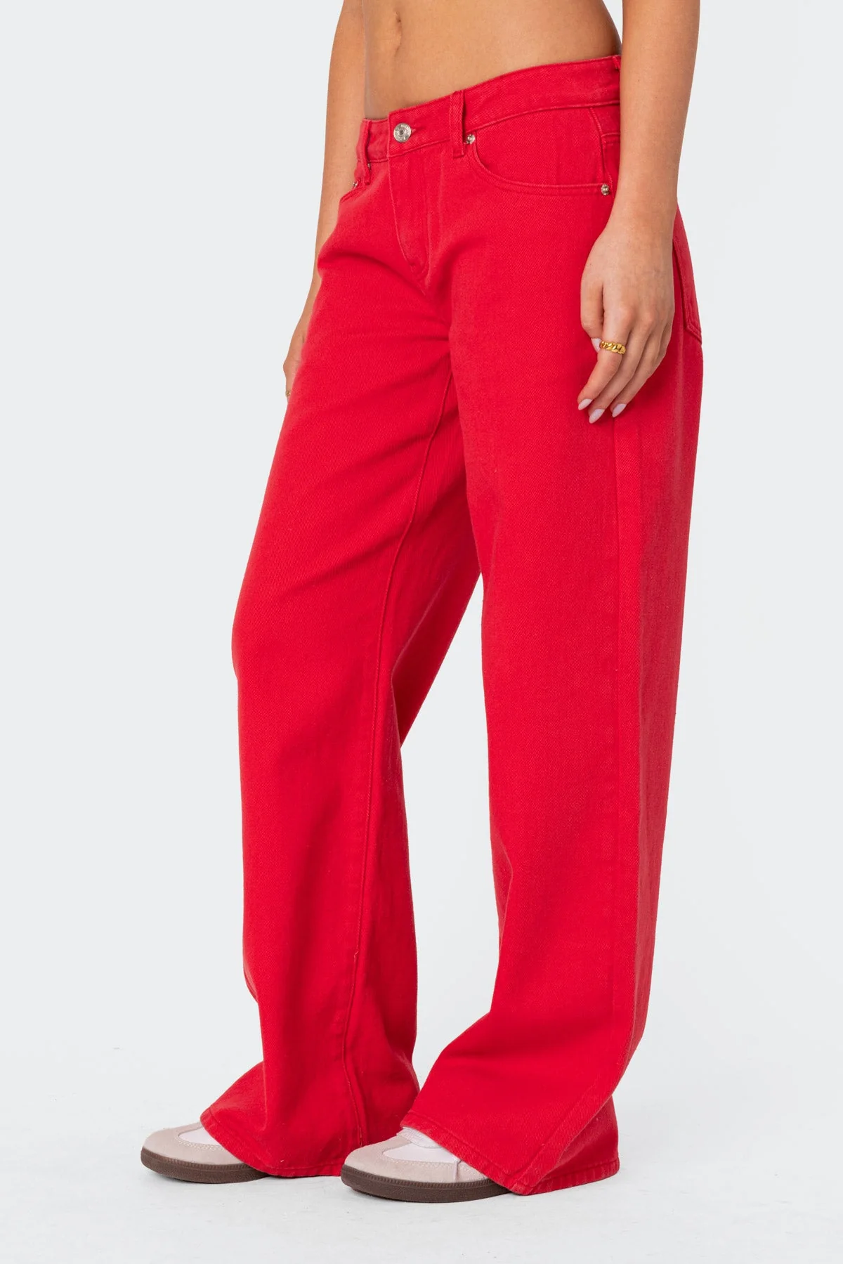 Red Denim Slouchy Jeans for Women