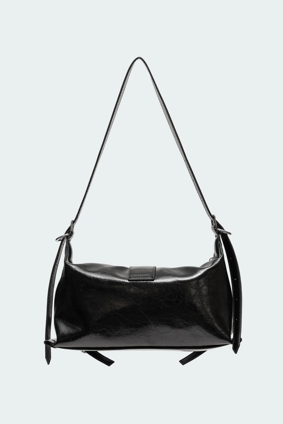 Black Faux Leather Shoulder Bag for Stylish Everyday Use