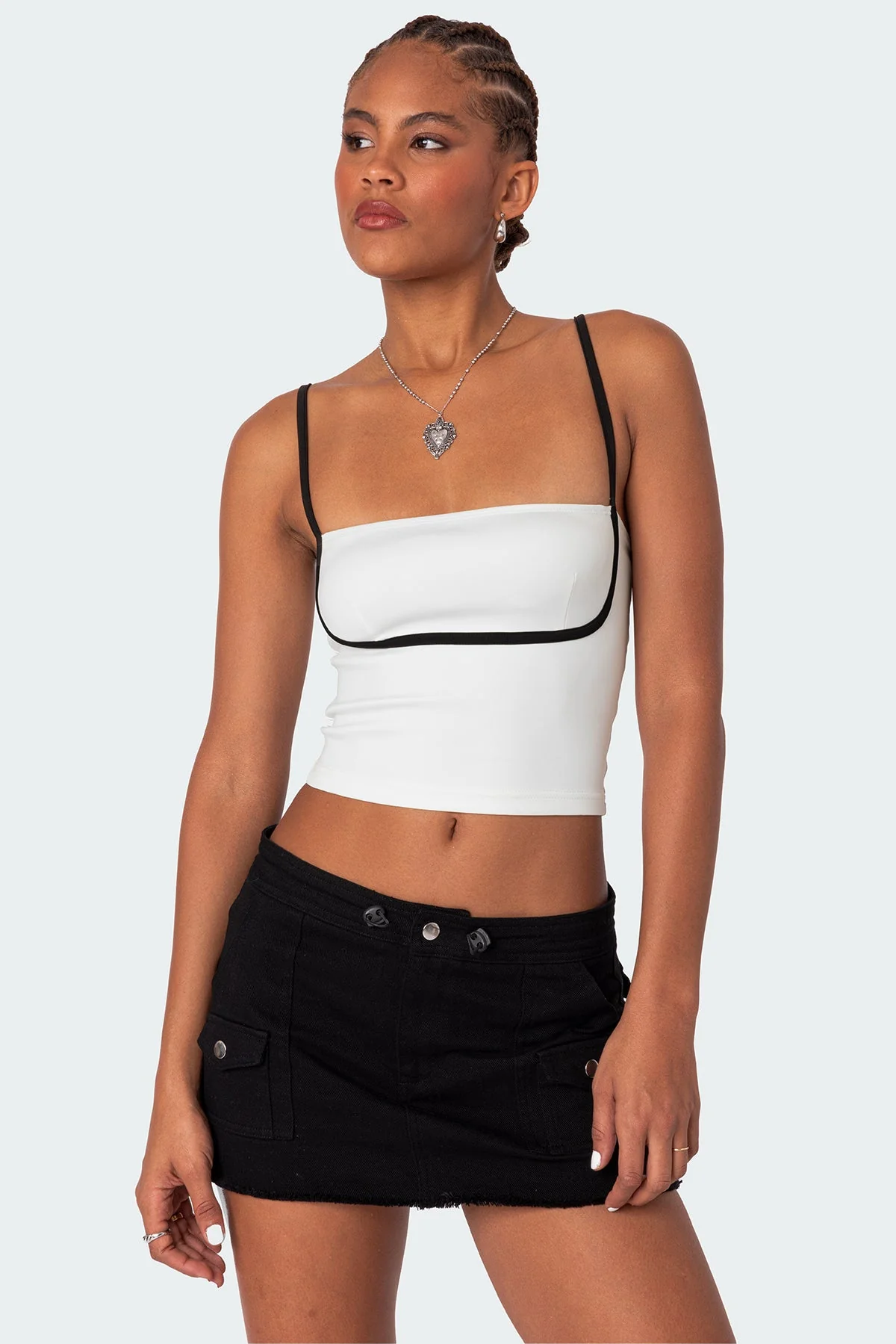 White Adjustable Strap Tank Top for Women