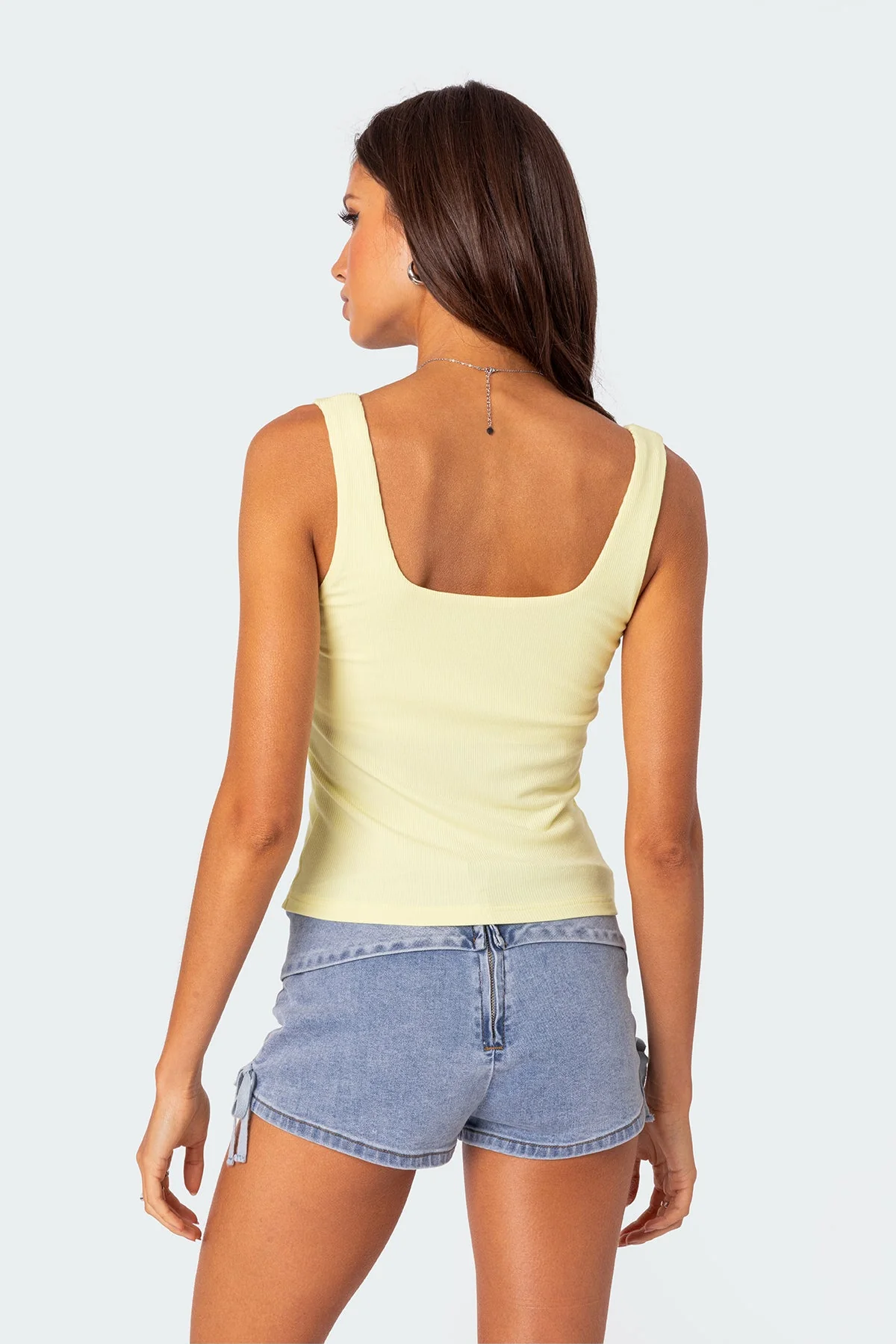 Yellow Ribbed Tank Top Womens Sleeveless Shirt