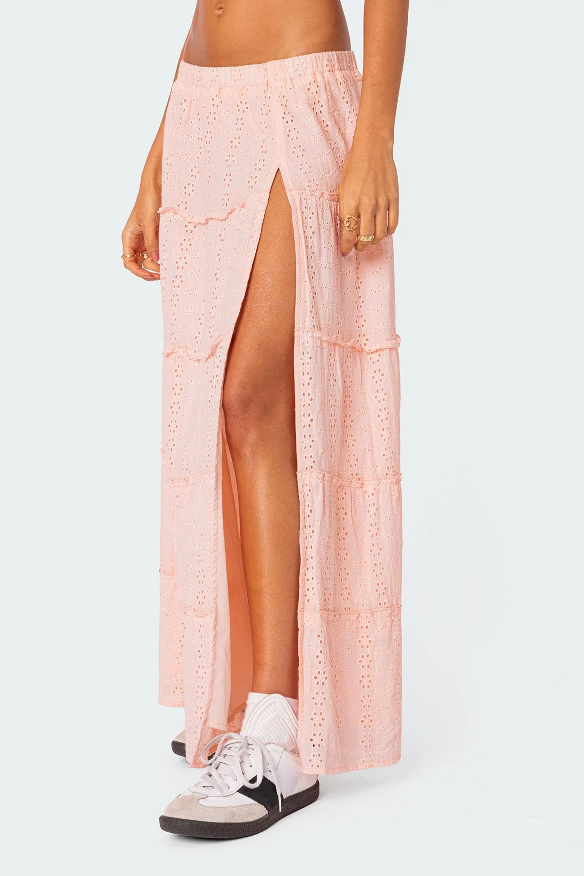 Light Pink Eyelet Maxi Dress Skirt