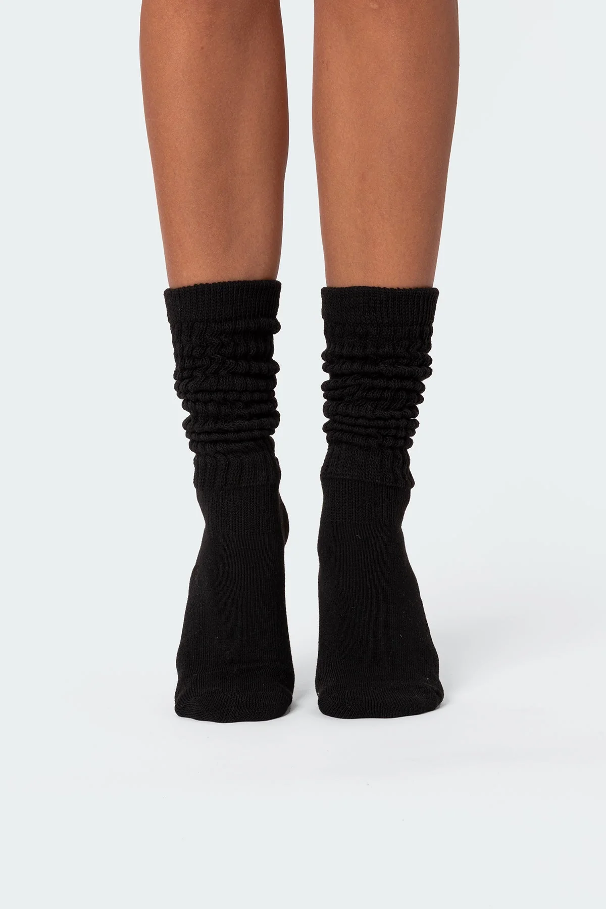 Cotton Slouchy Scrunch Socks in Black - Comfortable Design