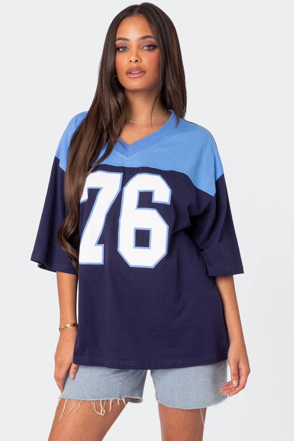 Navy Oversized Cotton T-Shirt for Women
