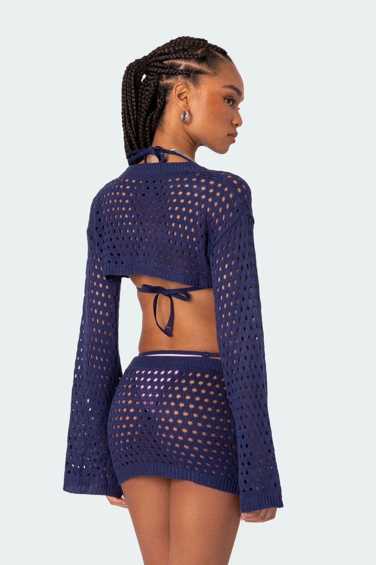 Stylish Navy Crochet Shrug Top for Women