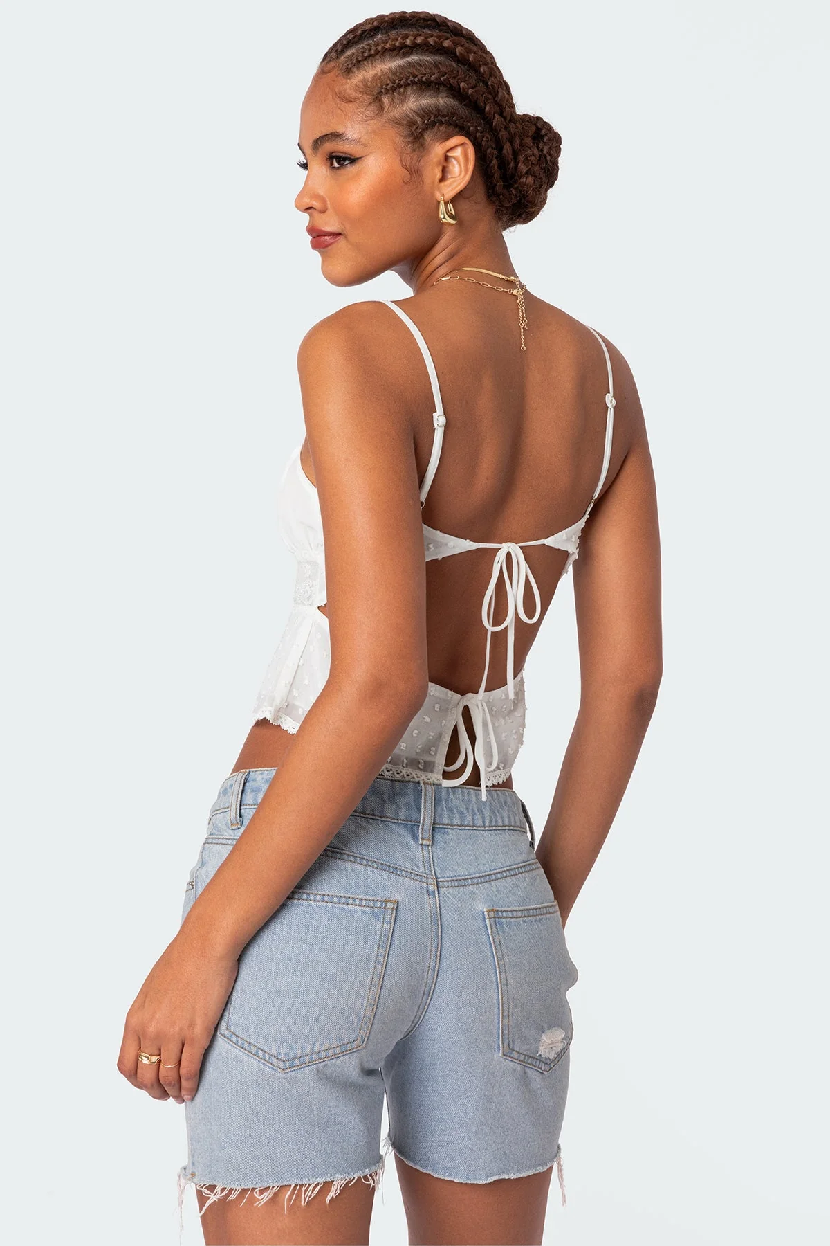 White Tie Back Tank Top with Adjustable Straps