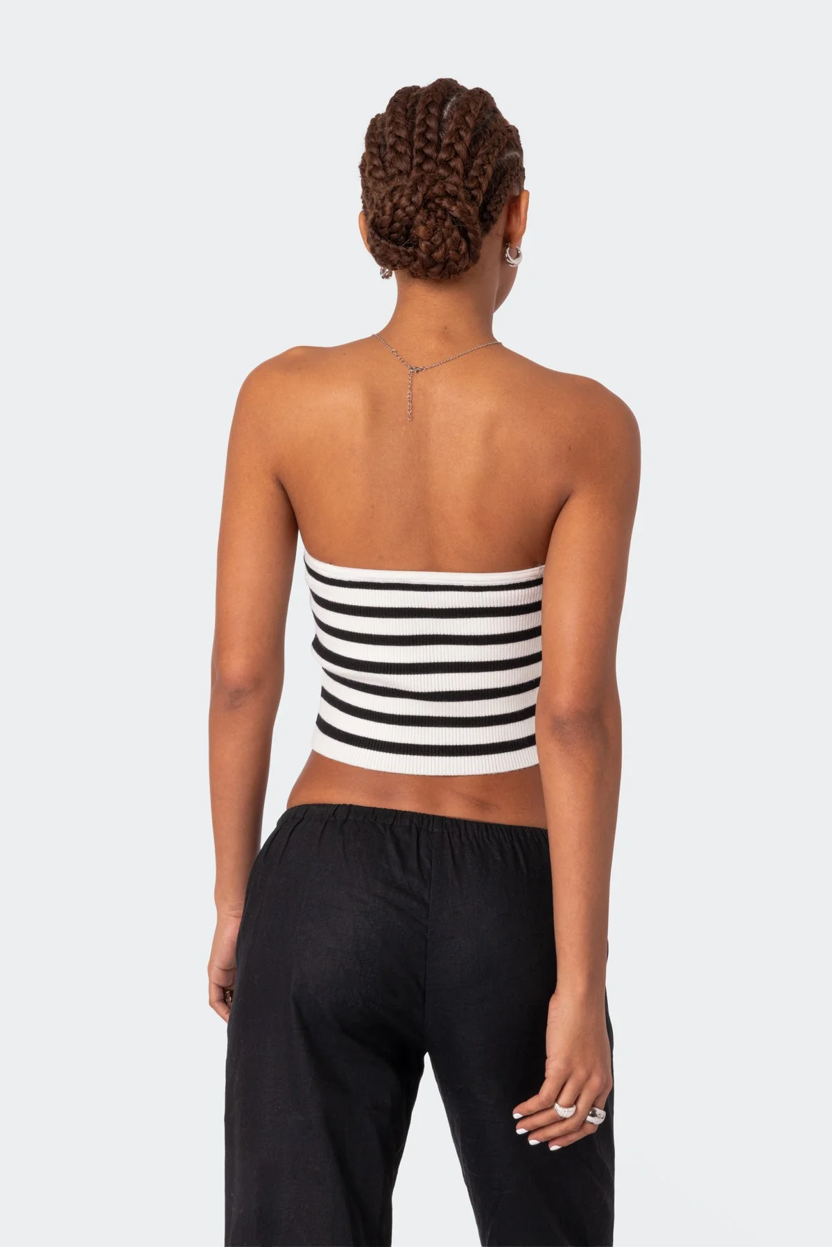 Ribbed Strapless Tube Top Black and White Lexi Style