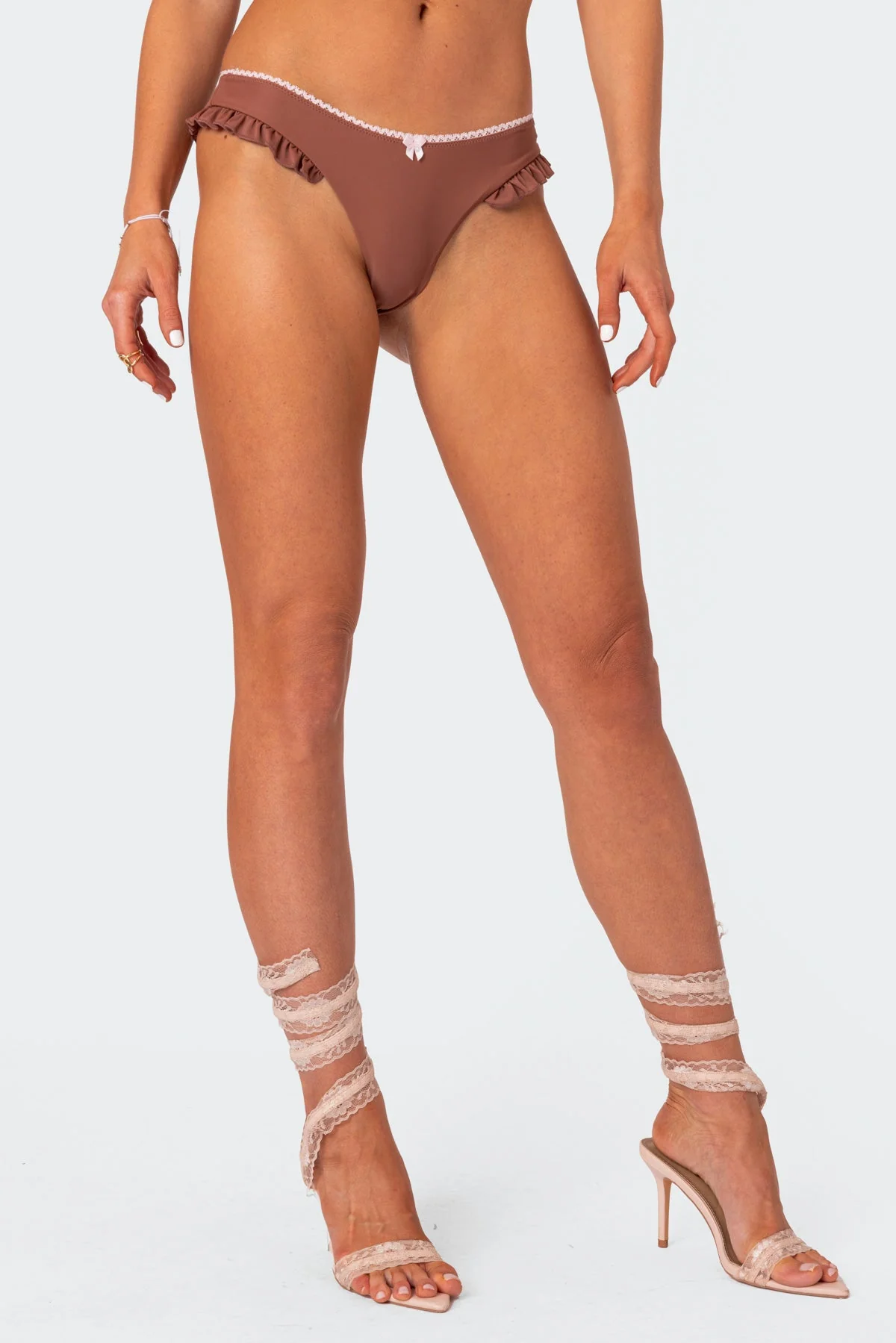 Ruffled Brown Bikini Bottom