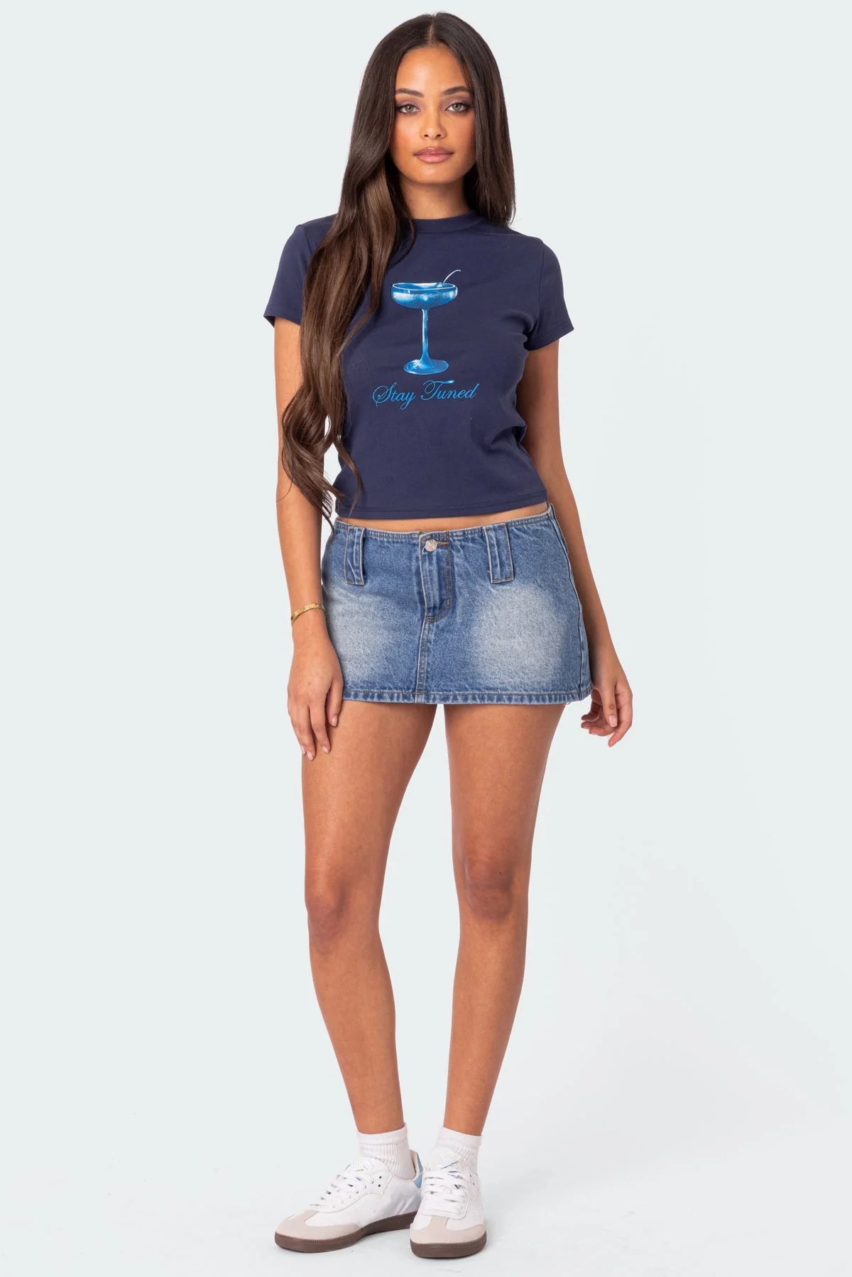 Navy Graphic Print Stay Tuned T-Shirt