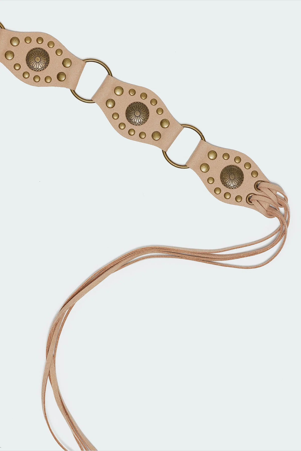 Tan Faux Suede Western Belt - Festival Style