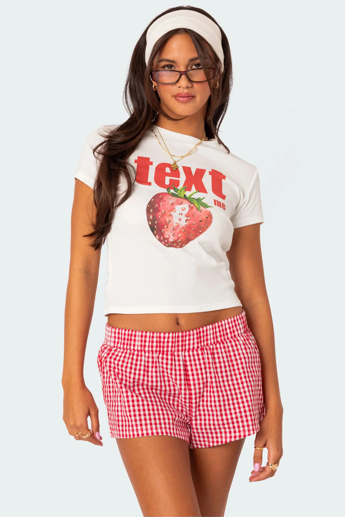 White Graphic Print Cotton Spandex T-Shirt