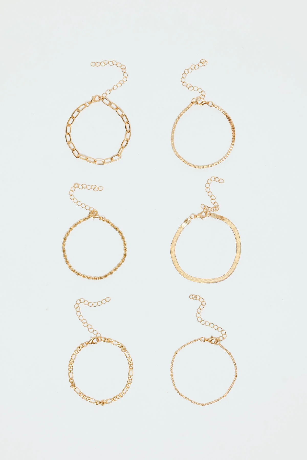 Chic Gold Bracelet Pack - Set of 6 Assorted Chains