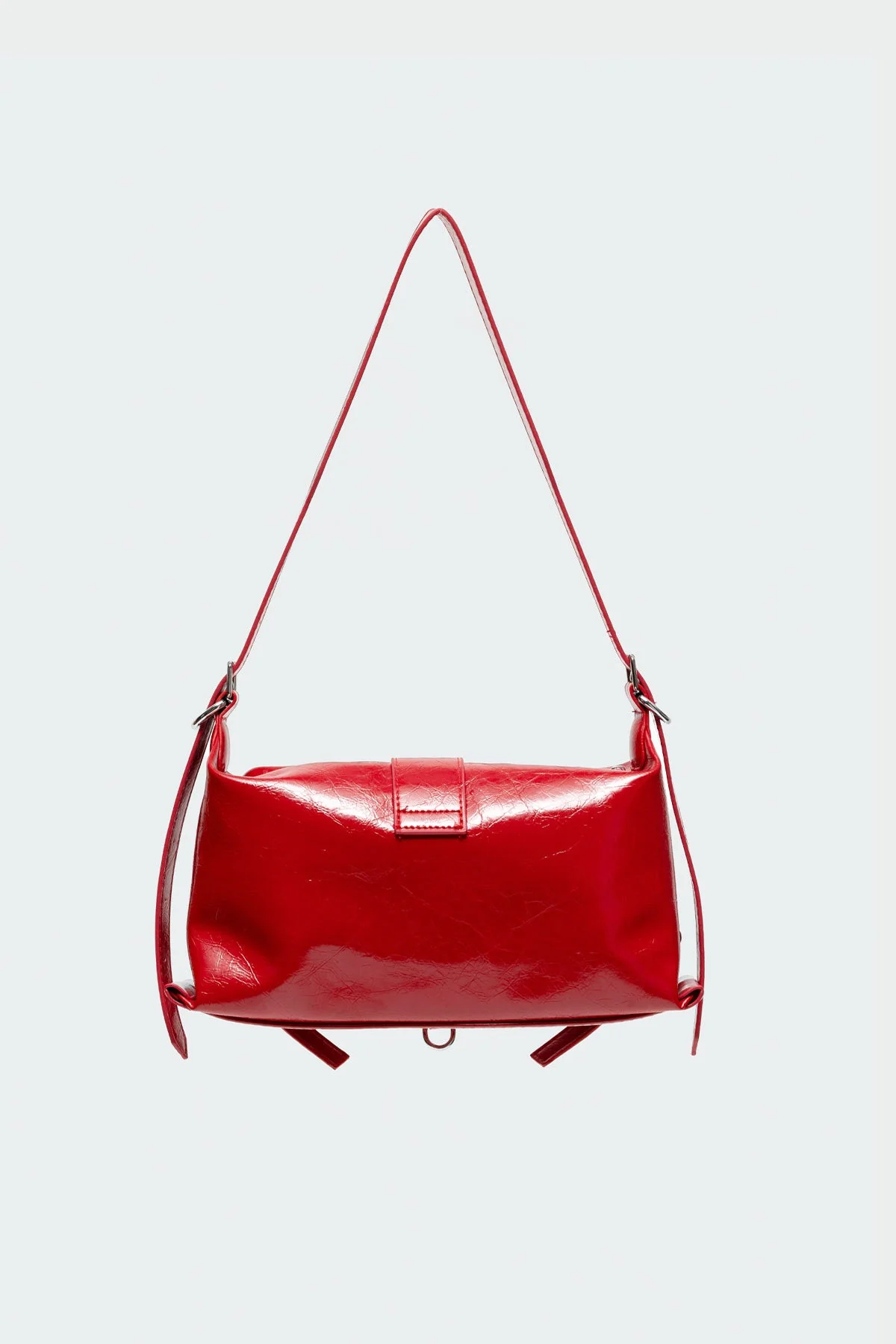 Red Faux Leather Shoulder Bag 6.5x10.6x5.9 Inches