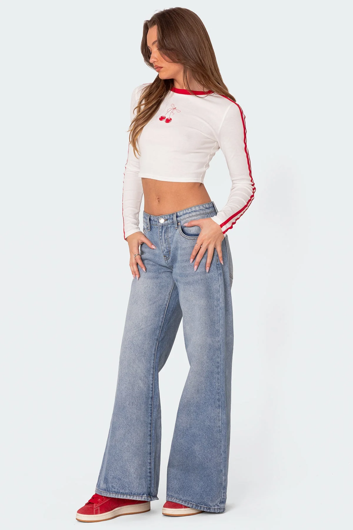 Light Blue Wide Leg Denim Pants