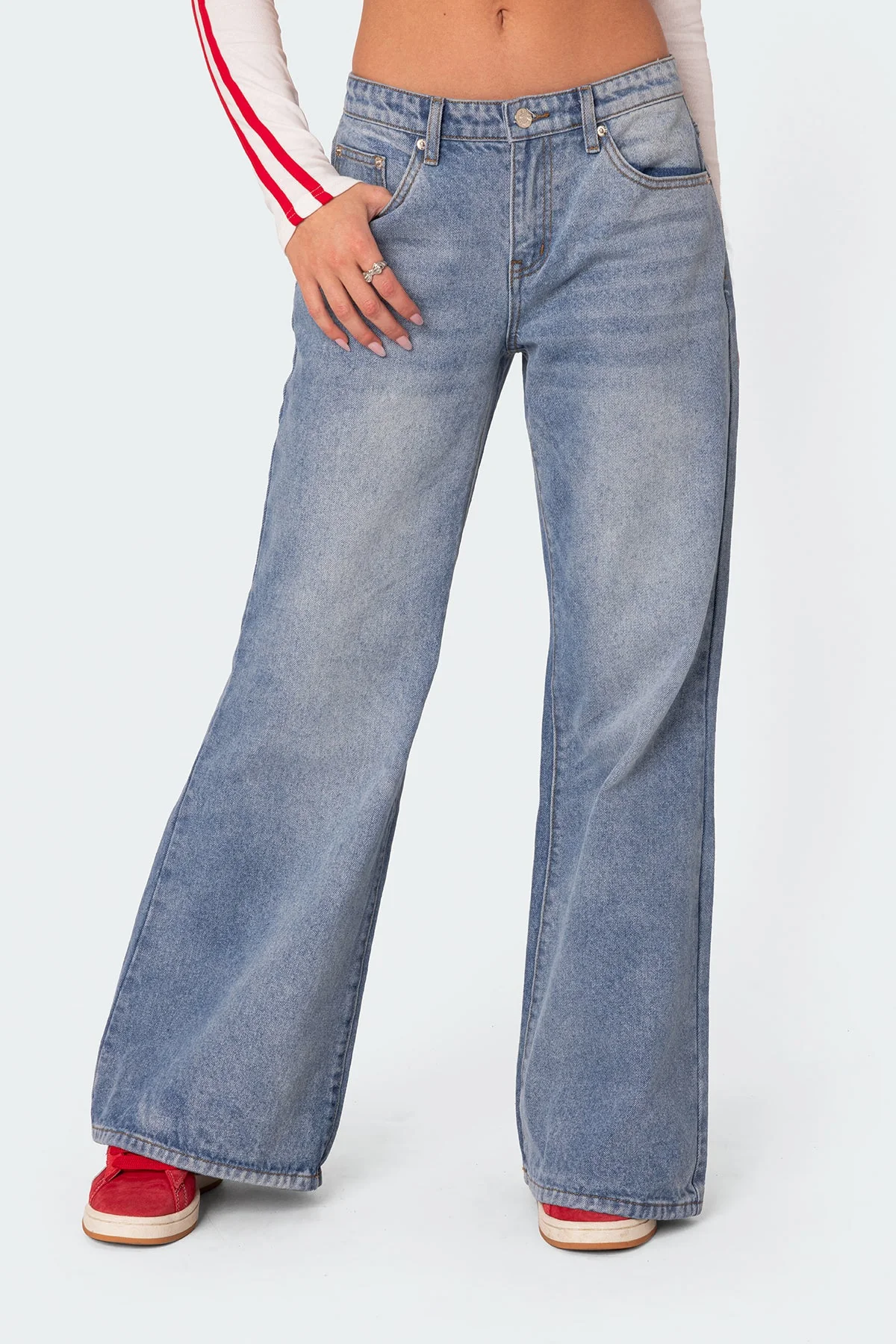 Light Blue Wide Leg Denim Pants