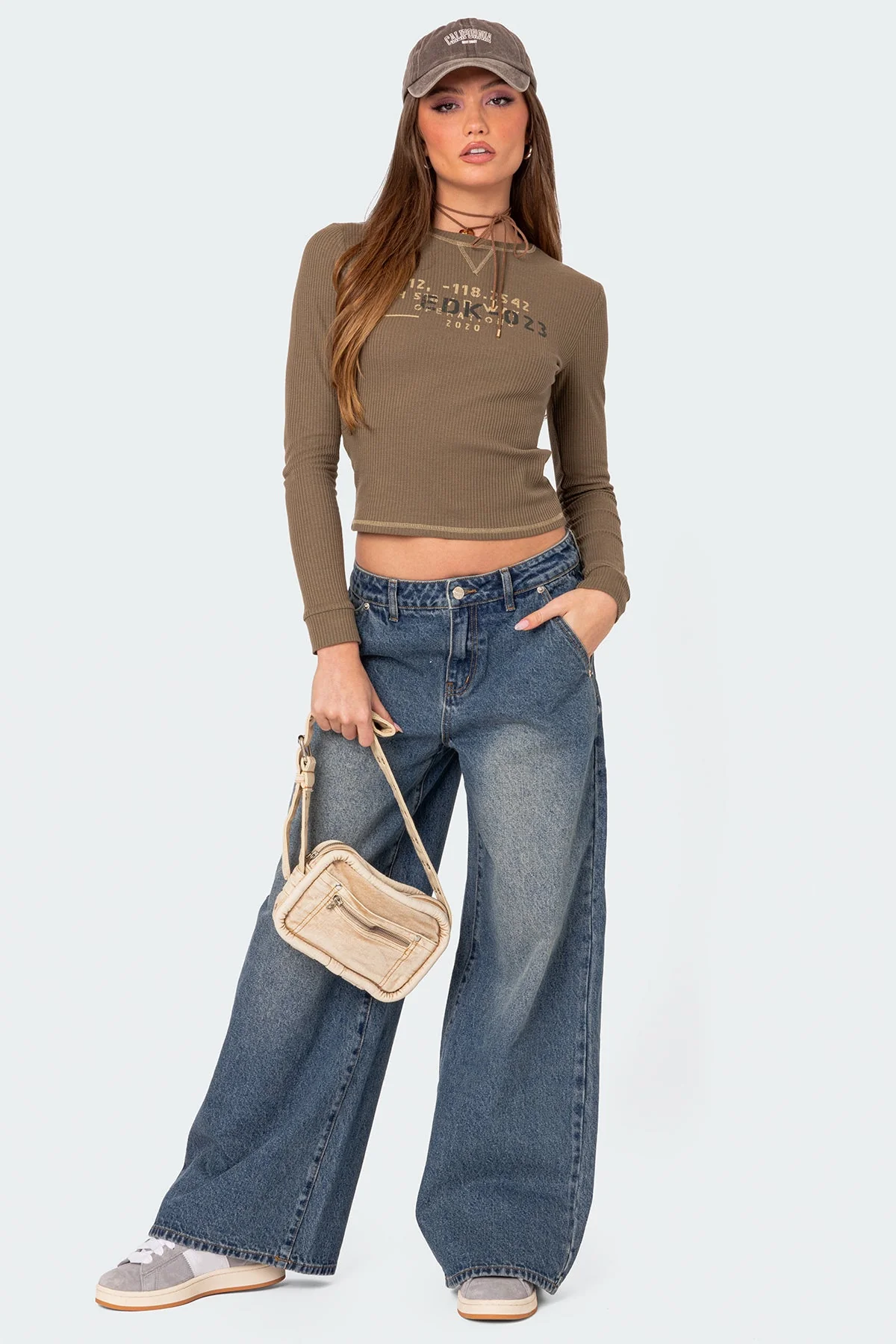 Blue Denim Baggy Wide Leg Jeans for Women
